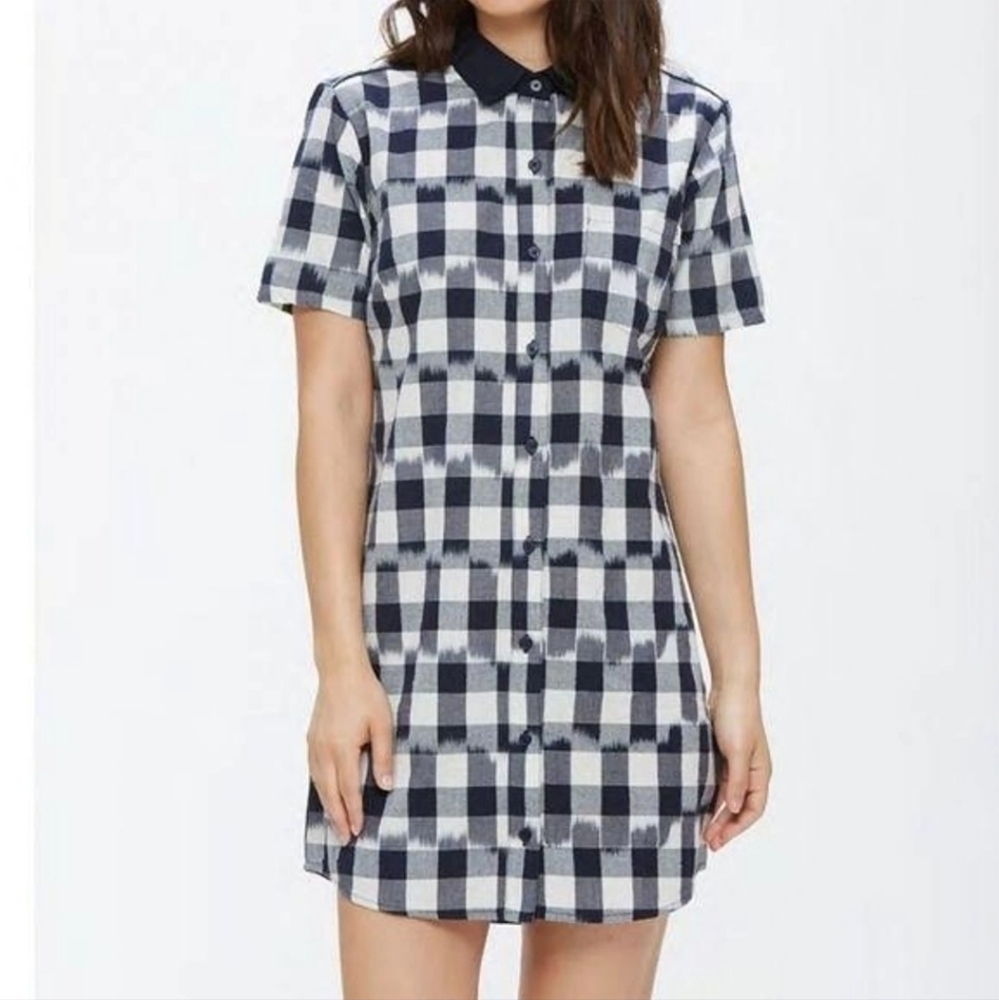Obey Hopper Black/White Plaid Botton Down Shirt Dress Size S